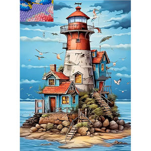 <span class=keywords><strong>Mer</strong></span> phare paysages 5d diamant art kit perles en plastique mosaïque art peinture bricolage cristal pierre mur art - Product Image 1