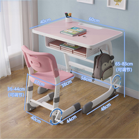 Ensemble Chaise et Bureau Étudiant Design Moderne en Plastique et Bois, Table de Lecture pour Salle de Classe et Chambre à Coucher, Matériaux Métalliques, Sans Avis