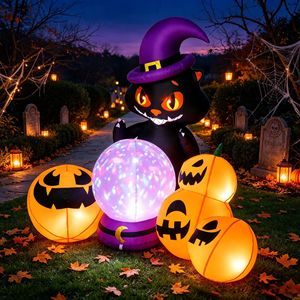Modelo Inflable de Gato Negro y Calabaza Colorida para Halloween, Decoración de Patio Exterior - Product Image 3