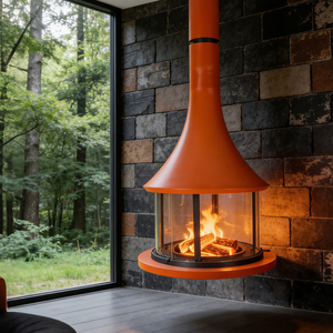 Poêle <span class=keywords><strong>à</strong></span> granulés autoportant en acier au carbone <span class=keywords><strong>à</strong></span> feu véritable JingXin, modèle moderne, pour hôtel, noir, cheminée suspendue - Product Image 2