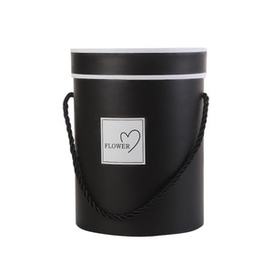 Caja de flores para regalo, tubo de cartón redondo, Rosa, con mango - Product Image 3