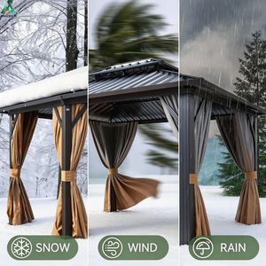 Pavillon <span class=keywords><strong>de</strong></span> <span class=keywords><strong>jardin</strong></span> <span class=keywords><strong>en</strong></span> métal imperméable ANCSEM pour l'extérieur, avec toit rigide <span class=keywords><strong>en</strong></span> aluminium, rideaux et moustiquaire - Product Image 1