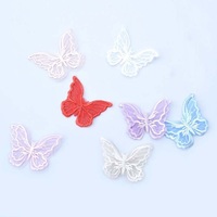 Dentelle Double couche brodée papillon pour chaussures, Patch d'étiquette de vêtements, vente en gros,