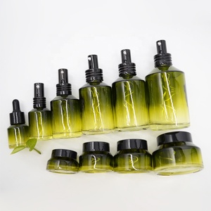 Good Comments Glass <strong>Bottles</strong> and Jars for Skin Care Face Cream <strong>Green</strong> Gradient Color with <strong>Top</strong> Cap 30ml 60ml 100ml 120ml 200ml - Product Image 3