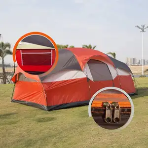 Tende da esterno personalizzate tenda da campeggio a due camere da letto a doppio strato impermeabile Glamping 6-8 persone