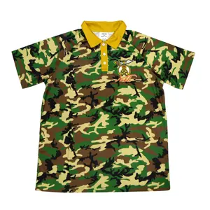 Sublimated गोल्फ शर्ट मुद्रण डिजाइन छलावरण कस्टम खेल पुरुषों की गोल्फ पोलो टी शर्ट