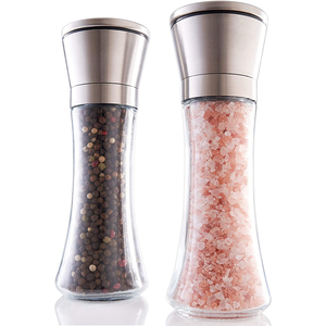 Superbe ensemble de moulins à sel et à poivre rechargeables en acier inoxydable, avec moulins grossiers réglables, poivre frais de l'himalaya - Product Image 1