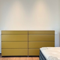 Commode de rangement moderne pliable jaune mat sur mesure à 8 tiroirs, sans poignée, pour salon, avec compartiments séparés, du fabricant
