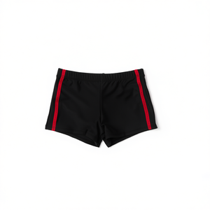 Pantaloncini sportivi da ragazza HDJ neri con strisce rosse taglia 4/6 6/8 8/10 10/12 Costumi da bagno elasticizzati Abbigliamento da spiaggia - Product Image 1