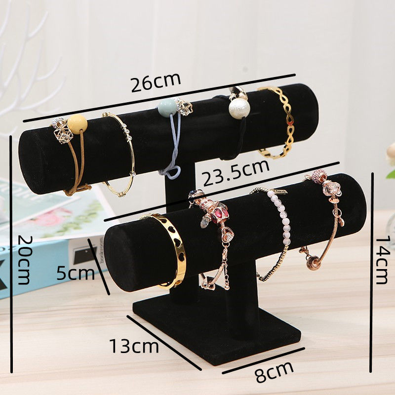 Black velvet double-row bracelet display stand