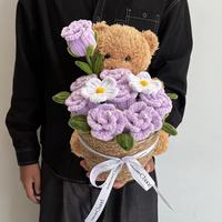 Ours en peluche personnalisé, poupée fleurie, aspect adorable, fabrication soignée, sûr pour les enfants, idéal pour l'affichage en supermarché