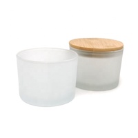 LKA06M Verre à boire en verre givré blanc fait main de 16 oz avec couvercle en bambou pour la décoration de la maison