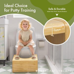<b>Bamboo</b> Wood Toilet <b>Stool</b> For Kids Natural Color Large Square Type Dual Purpose Footrest Height Increasing Bathroom Step - Product Image 3