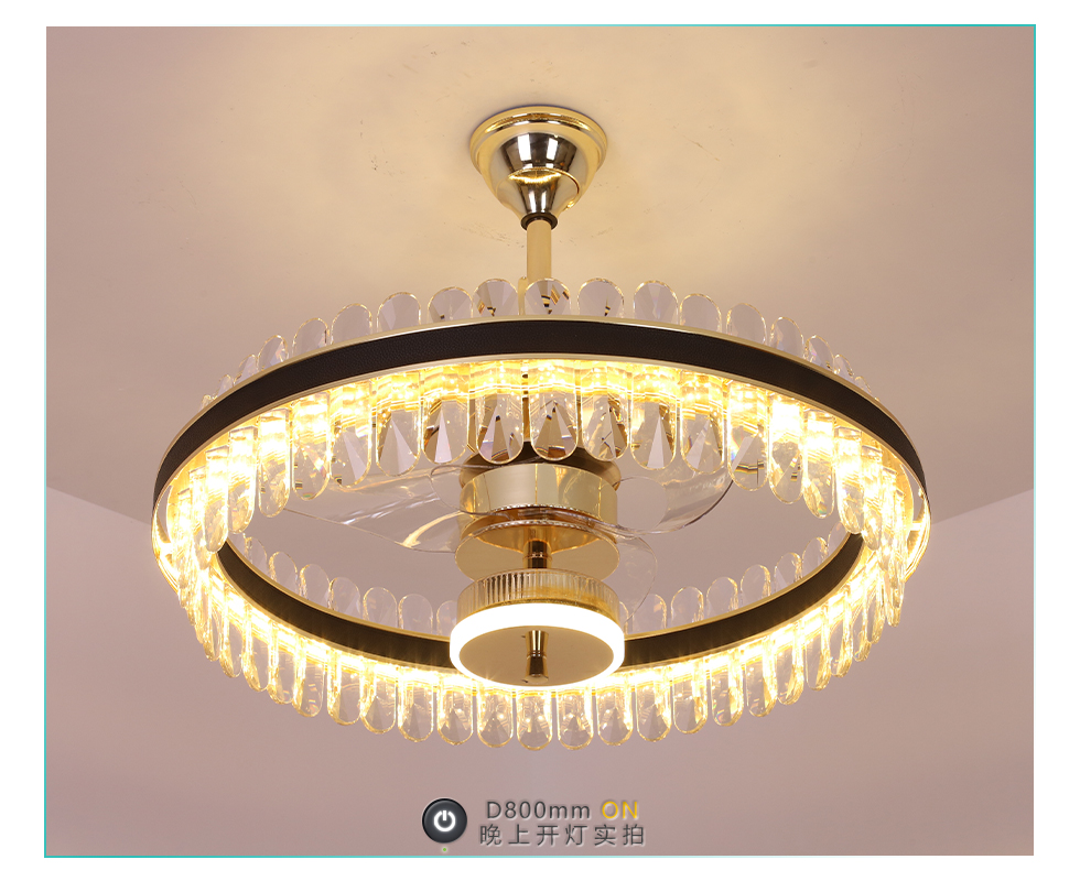 New design  chandelier fan good quality transparent blades ceiling fan lamp with remote control