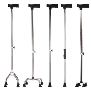 Bâton de marche à quatre pieds en acier inoxydable avec embouts en caoutchouc pour le soutien et la stabilité, usage adulte - Product Image 1