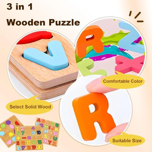 Tablero de Madera 3D con Alfabeto y Números, Juguete Educativo para Niños, Unisex - Product Image 4