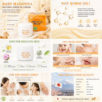 [Hecho en Japón] Crema de Manteca de Karité y Aceite de Caballo Natural Orgánico Madonna Baby Bayu 83g OBM, Crema Hidratante y Calmante Segura para Recién Nacidos