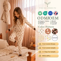 Ensemble de vêtements pour filles Young Sprouts 8-12 ans en fibre de bambou, manches longues, respirant, motif dessin animé, Thanksgiving, personnalisable, OEM, vente en gros