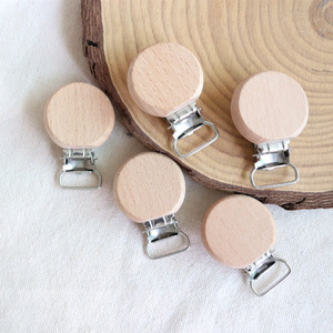 YDS chaînes de sucette en bois de hêtre naturel fantaisie perles de dentition en bois de hêtre Clips de sucette - Product Image 4