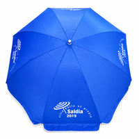 Parasol de marché bleu personnalisé avec logo imprimé, pour extérieur, jardin, plage, publicité, avec base et baleines métalliques