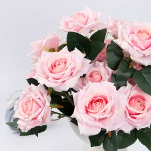 ดอกกุหลาบประดิษฐ์ราคาถูก,ดอกกุหลาบไหมแบบยาวดอกไม้ประดิษฐ์สีขาวสำหรับตกแต่งบ้านงานแต่งงานซุ้มดอกไม้