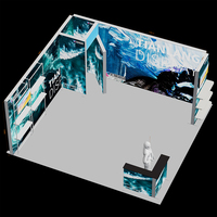 Stand d'exposition rétroéclairé à LED TianLang en forme de L 5x5m avec comptoir de réception