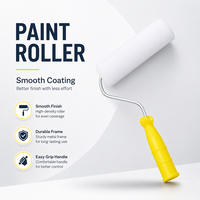 Rouleau de peinture professionnel en polyester de 4 pouces, mini, pour bricolage, avec manche en plastique personnalisable, pour travaux de rénovation.