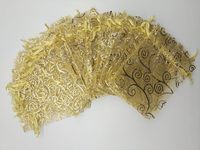 Transparente Wimpernprint-Geschenkbeutel für Hochzeiten, Luxus-Schmuck, Süßigkeiten, Geschenkkarten, Goldlinien-Beutel mit Kordelzug, Organza-Taschen für Schmuckgeschenke
