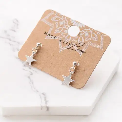 Wholesale Eco Friendly printed logo kraft paper necklace earring jewelry display cards jewellery hang tags