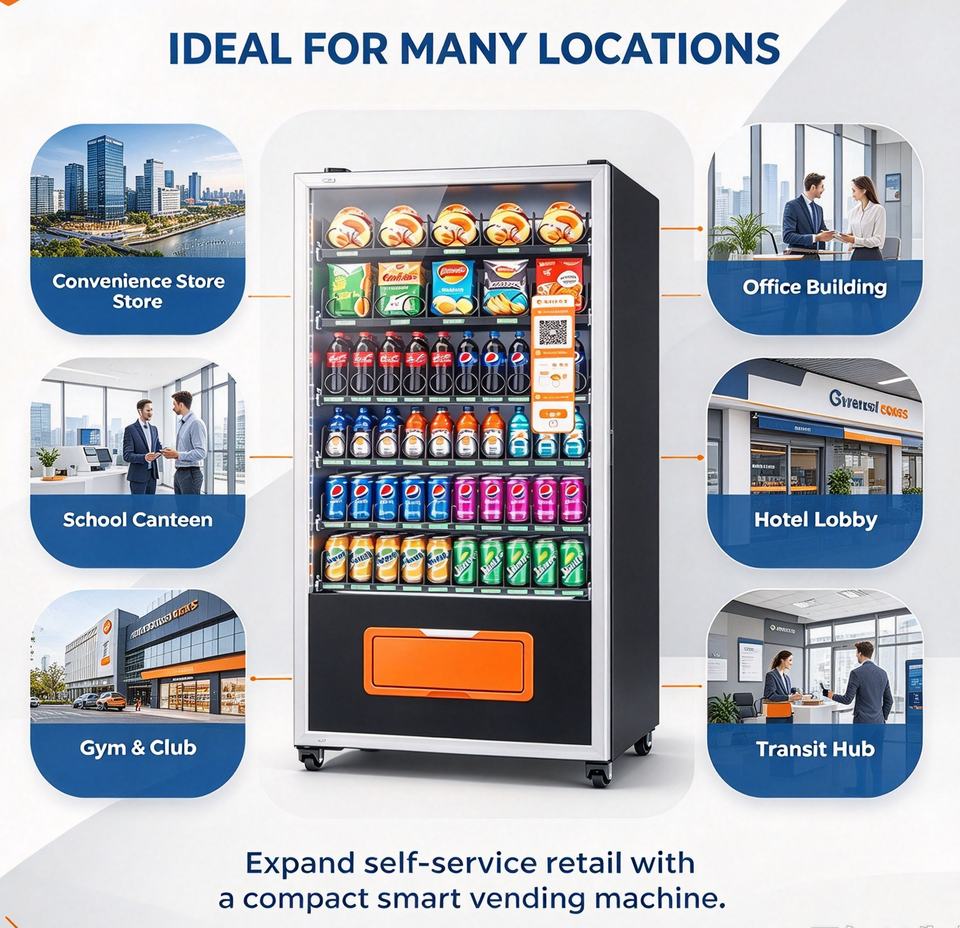 QR Code Vending Machine, 24 Hours Unmanned Snack & Beverage Vending ...