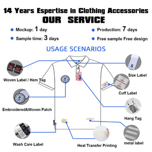 Đầy màu sắc kết thúc gấp dệt + Nhãn Twill chăm sóc quần áo tag may trên tùy chỉnh cá nhân Logo bông vải in nhãn - Product Image 6