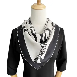 14mm twill 100% Pure silk scarf Custom 90x90cm square scarf for women