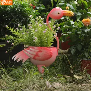 Pot burung bunga Flamingo logam kustomisasi Dekorasi Rumah taman Modern