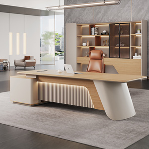 Scrivania Direzionale Moderna di Lusso in Legno con Mobile Laterale e Libreria per <span class=keywords><strong>Ufficio</strong></span> Aziendale - Product Image 3