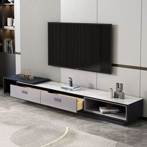 Mesa de Centro Creativa de Estilo InS, Moderna y de Lujo Ligero, con Tapa Redonda de Mármol y Marco de Madera, para Sala de Estar y Bar en Casa - Product Image 2
