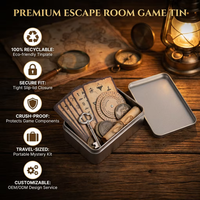 Boîte en fer rectangulaire personnalisée avec logo pour vente en gros – Conteneur de jeu Escape Room haut de gamme, étui métallique durable pour kit mystère et jeux de cartes