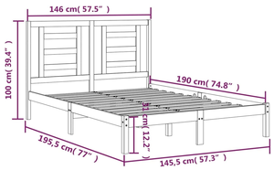 Moderno letto <span class=keywords><strong>matrimoniale</strong></span> in pino nero con testiera, ideale per camere da letto e appartamenti. <span class=keywords><strong>Dimensioni</strong></span>: 140*190 cm. - Product Image 2