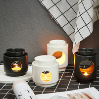 UOBOBO Brûleur à cire en céramique noire, diffuseur d'huiles essentielles, brûleur d'arômes, brûleur de cire fondue