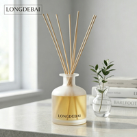 Flacon diffuseur de parfum en verre rond givré blanc de luxe 50ml 100ml 150ml 200ml, flacon vide avec bâtonnets diffuseurs