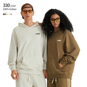 US Size 330 GSM 100% Cotton Oversize Custom Logo Without Hat <b>Rope</b> Raglan Terry Fabric Lining Pocket Pull Over Hoodie - Product Image 1