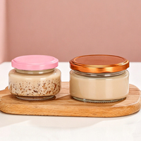 Pot en verre transparent à large ouverture de 100 ml, 180 ml, 220 ml, 280 ml, 380 ml, 500 ml, pour bonbons, confiture, beurre de cacahuète, avec couvercle en métal