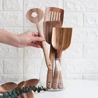 Vente chaude en bois de teck ustensiles de cuisine en bois outils de cuisine spatule cuillère ustensiles de cuisine articles de cuisine en bois
