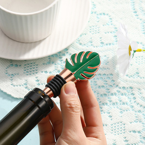 Leaf Shaped <b>Wine</b> Stopper Gold Silver Rose Gold Zinc Alloy Sealing Bottle Stopper For <b>Wine</b> Preservation - Product Image 3
