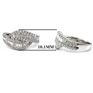 Bijoux de fiançailles élégants, or blanc 18k, haute qualité, Baguette conique diamant, bijoux fins, demi-voie, bagues de bande pour dame - Product Image 2