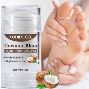 Baume pour les pieds et les mains à la noix de coco avec logo personnalisé, baume pour les cuticules, crème réparatrice pour les ongles à base de plantes avec huile de jojoba et vitamine E, baume pour les talons secs - Product Image 1