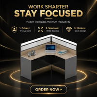 Modern Convertible Extendable Modular Multi-Office Partition Open Workstation Arc Glass Birch Wood Aluminum Custom Size Desks