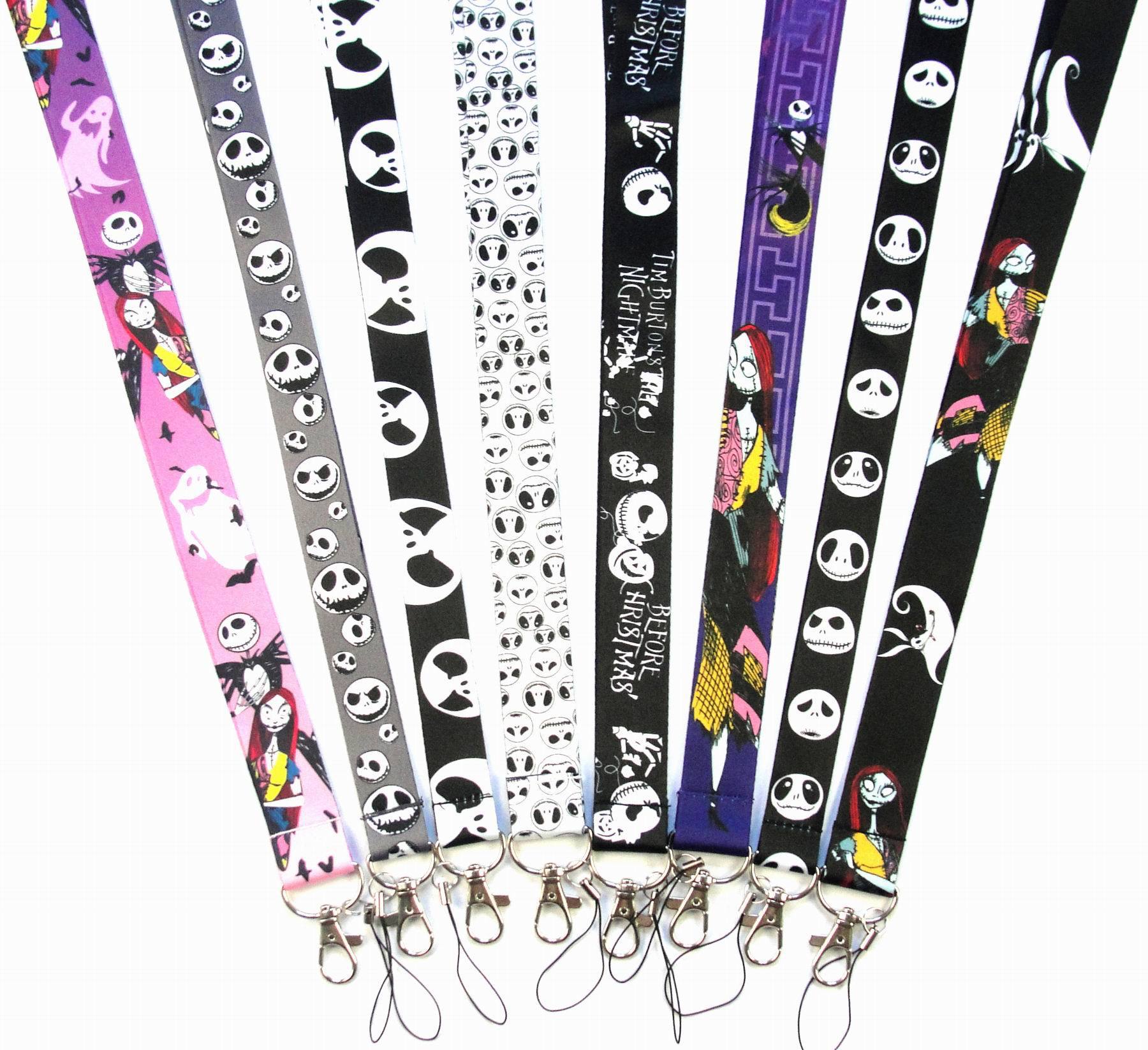 Newest Terror Jack Skellington Lanyards Anti-Lost Neck Strap Phone Case Card Holder Lanyard Satin for Children Halloween Gifts