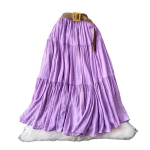 Jupe blanche pour <span class=keywords><strong>femme</strong></span> en polyester perlée anti-plis, été 2026, taille haute, <span class=keywords><strong>mi</strong></span>-<span class=keywords><strong>longue</strong></span>, décontractée, amincissante, à grand ourlet bouffant, petite taille - Product Image 5