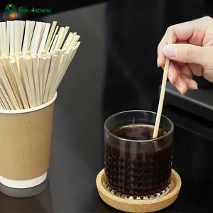 Customized Color Box Packaging Biodegradable Birch Disposable Wooden Coffee Stirrer Sticks With Individually Wrapped