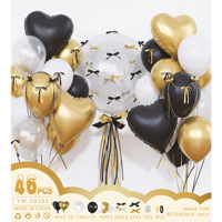 Ballons en feuille d'aluminium en forme de cœur de qualité supérieure, ballons en latex avec bouquet de nœuds, kit de ballons romantiques pour la décoration d'anniversaire, de mariage et d'anniversaire de mariage